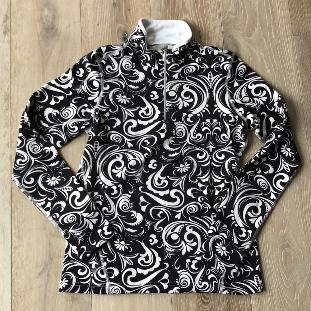 Athleta Black & White Patterned Pullover - Medium - image 1